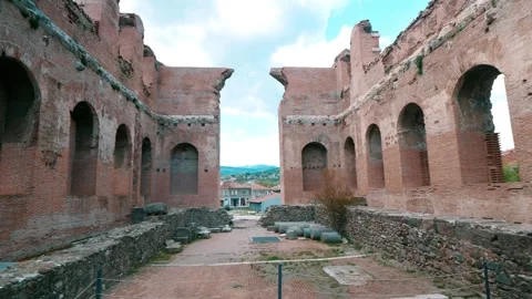 Red Courtyard Basilica - Pergamon Stock Footage 304518430