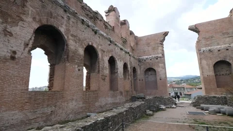 Red Courtyard Basilica - Pergamon Stock Footage 304518431
