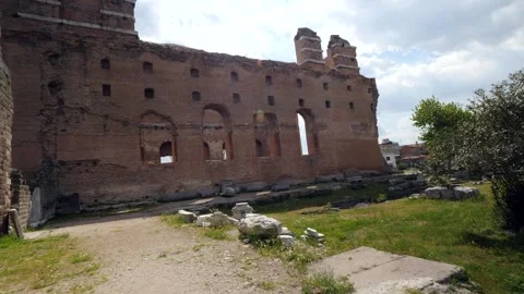 Red Courtyard Basilica - Pergamon Stock Footage 304521867