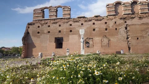 Red Courtyard Basilica - Pergamon Stock Footage 304521917