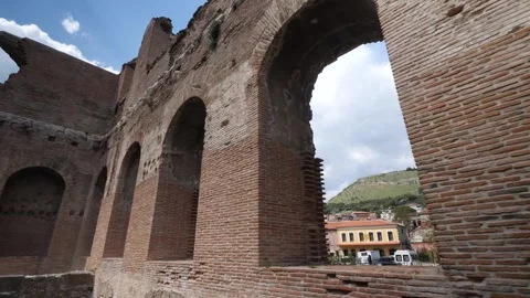 Red Courtyard Basilica - Pergamon Stock Footage 304522483