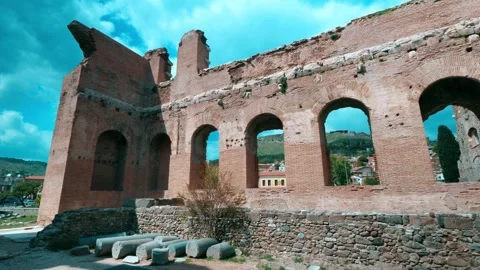 Red Courtyard Basilica - Pergamon Stock Footage 304522539