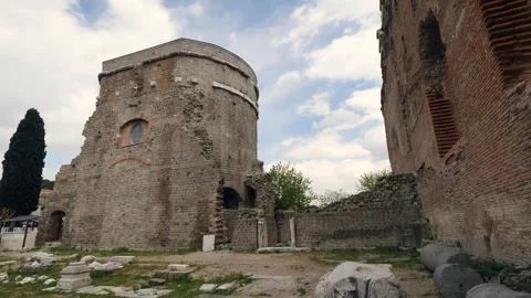 Red Courtyard Basilica - Pergamon Stock Footage 304522545