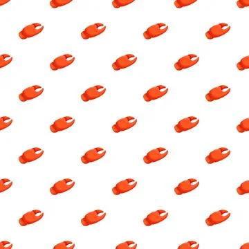 Red crab claw pattern repeating on white background Stock Illustration