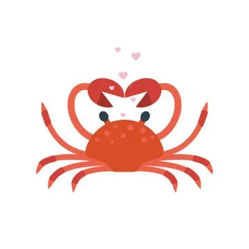 Red crab pose hands in shape of heart Stock Illustration