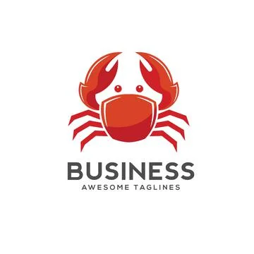 Red Crab vector illustration logo style Stock Illustration