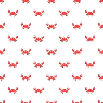 Red crab vector seamless pattern repeating background Illustrazione stock