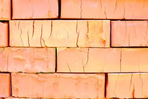 Red cracked brickwork. brick background Stock-Fotos