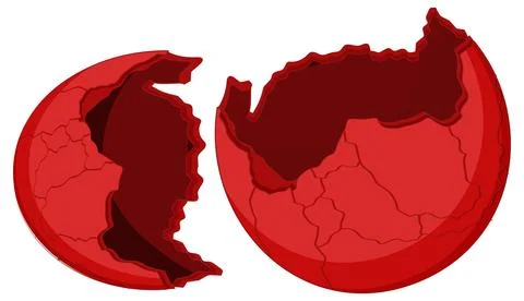 Red Cracked Egg on White Background Stock Illustration