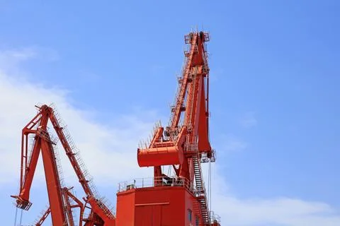 Red crane boom Stock Photos