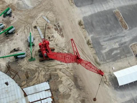 Red Crane Construction Stock Photos