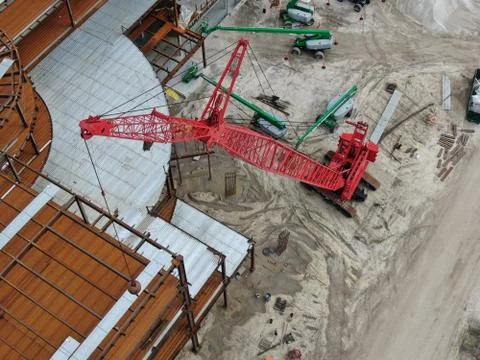 Red Crane Construction Stock Photos