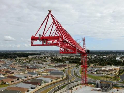 Red Crane Construction Stock Photos