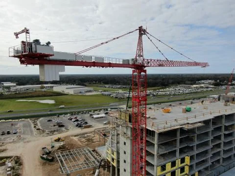 Red Crane Construction Stock Photos