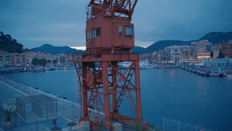 Red crane port Stock Footage 93423346