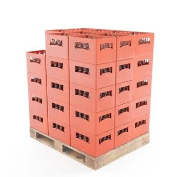 Red crates stacked on top of each , 3d rendering Stock Illustration