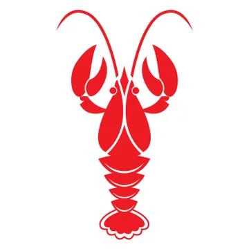 Red crawfish on white background. Vector icon or sign. Stock Illustration