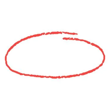 Red crayon outline oval vector frame, scribble round chalk pencil texture, kids 스톡 일러스트