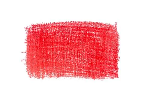 Red crayon scribble doodle design element on isolated white background Stockfoto's