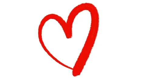Red crayon-style hand-drawn heart animation forming Stock Footage 317301166