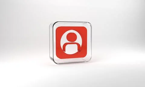 Red Create account screen icon isolated on grey background. Glass square butt 스톡 일러스트