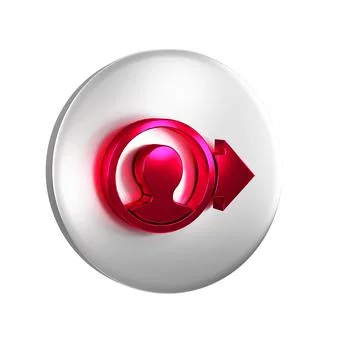 Red Create account screen icon isolated on transparent background. Silver c.. Stock Illustration