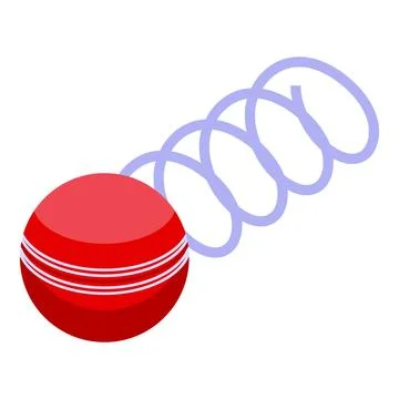 Red cricket ball bouncing on a spring Stock Illustration