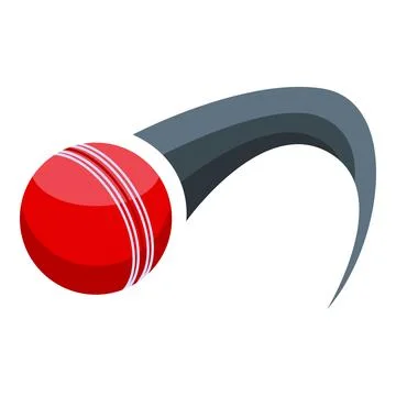Red cricket ball moving fast leaving a grey trail Stock Illustration