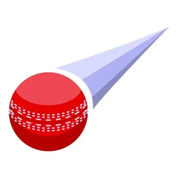 Red cricket ball moving fast with motion trail effect 库存插图