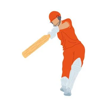 Red cricket player Stock Illustration