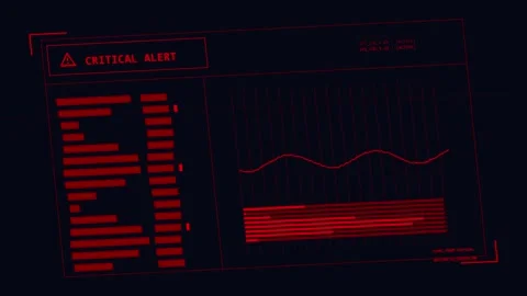Red critical alert flashing on digital screen for emergency system notificati Stock Footage 346509889