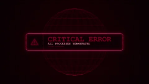 Red critical error message and wireframe globe interface display Stock Footage 339043380