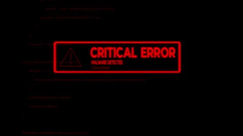 Red critical error message flashing on computer screen with code in background.  Stock Footage 316159445