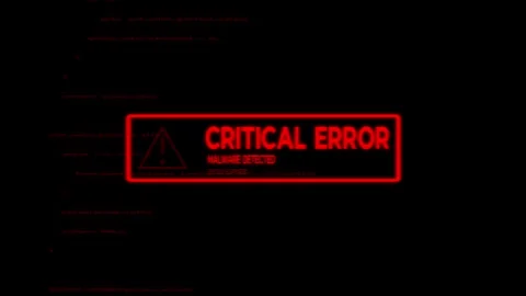 Red critical error message flashing on computer screen with code in background.  Stock Footage 316159556