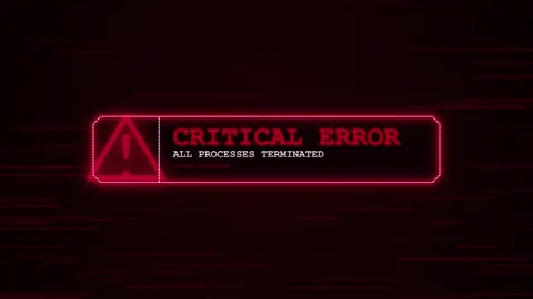 Red critical error message. red critical error screen with system suspension Stock Footage 339043467