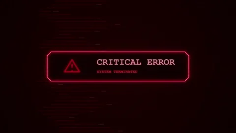 Red critical error system terminated message on glitch background Stock Footage 339043469