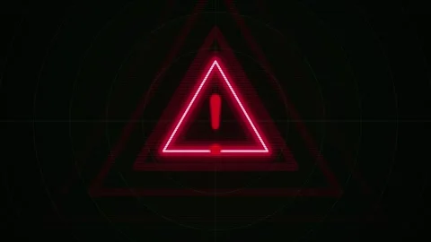 Red critical. Red digital warning triangle with exclamation mark symbol 스톡 동영상 339045767