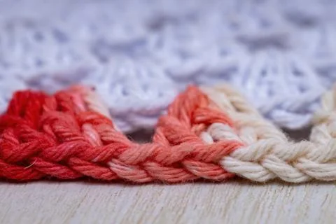 Red crochet thread Stock Photos