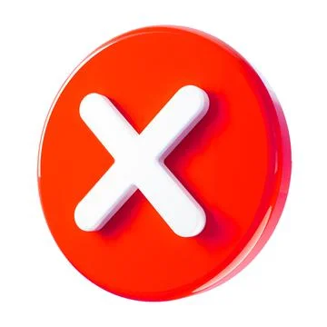 Red Cross 3D Icon. Wrong, Rejection Sign from rounded icon isolated. Stock Illustration