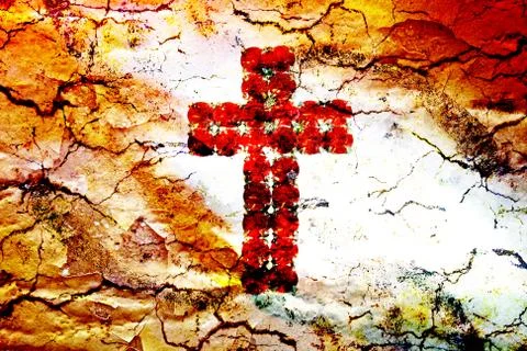 Red cross and clouds Stock Illustration