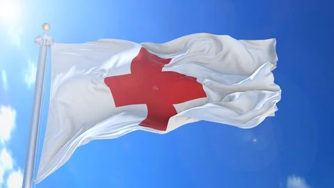 Red Cross animated flag pack in 3D and isolated background Video stock 119929525