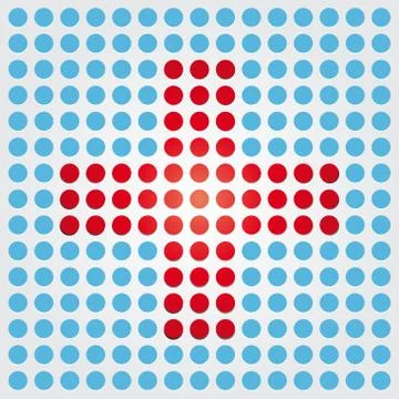 Red cross on a blue background of dots Stock-Illustration