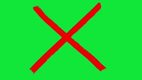 Red Cross Brush Stroke Highlight Animation on Green Screen, Hand Drawn X Mar Stock Footage 345598907