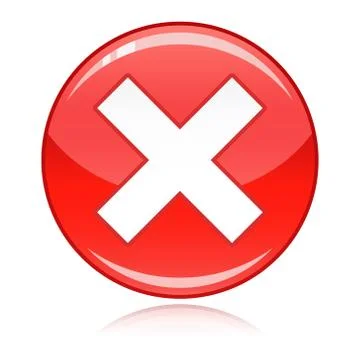 Red cross button - refuse, wrong answer, cancel Stock Illustration