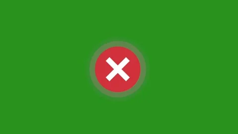 Red Cross Cancel Icon Animation on Green Screen Background (Chroma Key) 4K Stock Footage 330383311