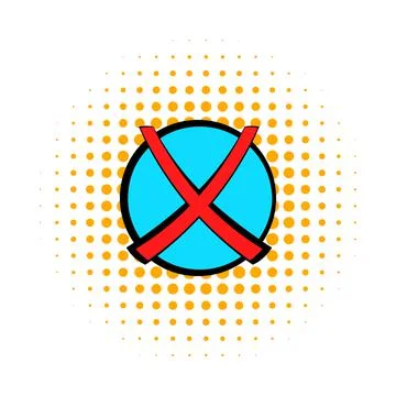 Red cross, check mark icon, comics style Stock Illustration