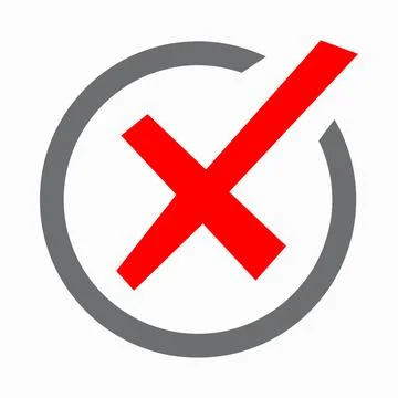 Red cross, check mark icon, simple style Stock Illustration