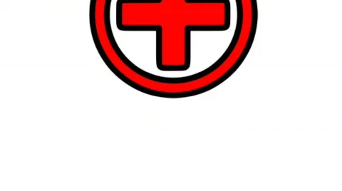 Red cross in circle Stock Footage 663105