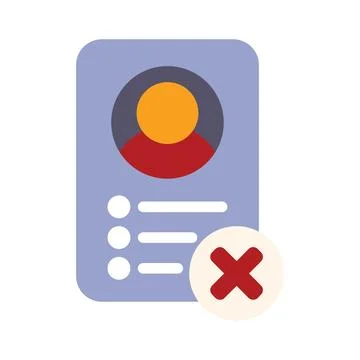 Red cross deleting profile from user database icon Stock Illustration