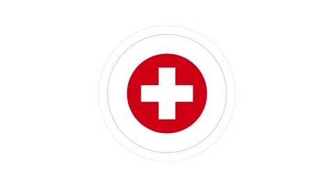 Red Cross Emblem Within Concentric Circles for Medical Care Stock Footage 347162590